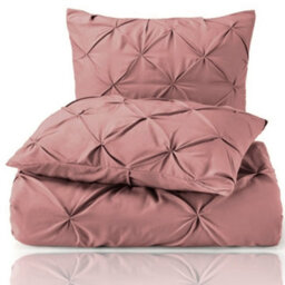 TheWhiteWater Limited Pintuck Duvet Cover Set + Matching Pillowcases With Bedsheet - 3In1 Hotel Style Bedding Set -Dusky Pink - thumbnail 7