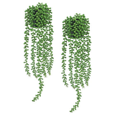 2 Pack Artificial Hanging Potted Plants, Faux Pearl Garland, Faux Succulent Plants For Home Wall Decoration - image 1