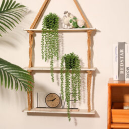 2 Pack Artificial Hanging Potted Plants, Faux Pearl Garland, Faux Succulent Plants For Home Wall Decoration - thumbnail 3