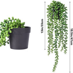 2 Pack Artificial Hanging Potted Plants, Faux Pearl Garland, Faux Succulent Plants For Home Wall Decoration - thumbnail 7