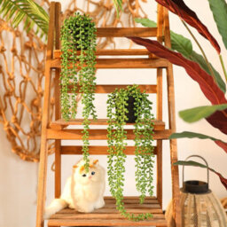 2 Pack Artificial Hanging Potted Plants, Faux Pearl Garland, Faux Succulent Plants For Home Wall Decoration - thumbnail 4