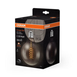 Osram Vintage 1906 Globe 125 30 Filament Dim Lamp 7.8W 818 Smoke E27 4 Pack - thumbnail 3