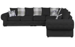 Verona 6 Seater L Shaped Corner Sofa 3C2 Configuration Black Fabric Left Or Right Hand - thumbnail 4