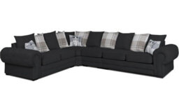 Verona 6 Seater L Shaped Corner Sofa 3C2 Configuration Black Fabric Left Or Right Hand - thumbnail 5