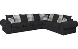 Verona 6 Seater L Shaped Corner Sofa 3C2 Configuration Black Fabric Left Or Right Hand