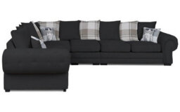Verona 6 Seater L Shaped Corner Sofa 3C2 Configuration Black Fabric Left Or Right Hand - thumbnail 8