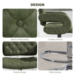 Homcom Adjustable Height Barstool Steel Pole Pu Leather, Green - thumbnail 7