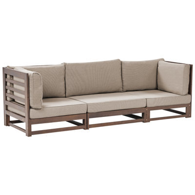 Beliani Garden Sofa 3 Seater Trani Modular Certified Acacia Wood Dark Brown - image 1