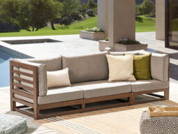 Beliani Garden Sofa 3 Seater Trani Modular Certified Acacia Wood Dark Brown - thumbnail 2