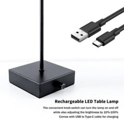 Harper Living Cordless Table Lamp, 5200Mah Battery Operated Desk Light, Modern Led Rechargeable Lamp With Dimmer Switch-Black - thumbnail 6