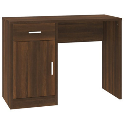 Berkfield Durable Desk With Drawer&cabinet Brown Oak 100X40X73 Cm Engineered Wood