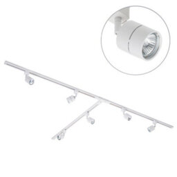 Litecraft Soho White 6 Head 3M T Shape Kitchen Track Light With Led Bulbs