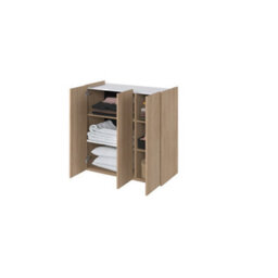 Arte Elegant Easy 3 Sideboard Cabinet H950mm W950mm D400mm, Oak Scandi & White, Three Doors, Four Shelves, Led Lighting - thumbnail 3