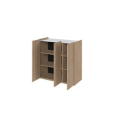 Arte Elegant Easy 3 Sideboard Cabinet H950mm W950mm D400mm, Oak Scandi & White, Three Doors, Four Shelves, Led Lighting - thumbnail 2