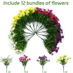 Artificial Outdoor Flowers, 4 Colors, Uv Resistant, Fake Flower Bouquets - thumbnail 2