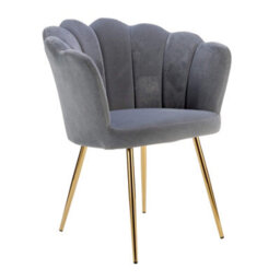Home Source Compact Scallop Occasional Chair With Black Metal Legs Grey - thumbnail 6
