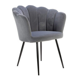 Home Source Compact Scallop Occasional Chair With Black Metal Legs Grey - thumbnail 5