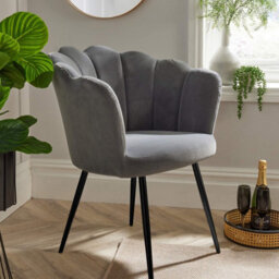 Home Source Compact Scallop Occasional Chair With Black Metal Legs Grey - thumbnail 4