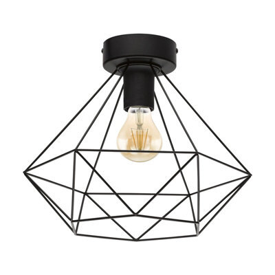 Stylish Semi Flush Ceiling Light With Black Steel Geometric Shade - image 1