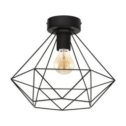 Stylish Semi Flush Ceiling Light With Black Steel Geometric Shade - thumbnail 1
