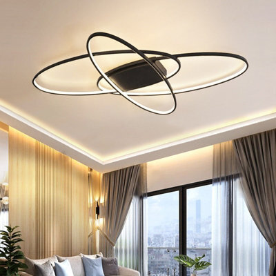 Living And Home Black 90Cm Minimalistic Unique Oval Led Semi Flush Dimmable Ceiling Light - image 1