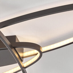 Living And Home Black 90Cm Minimalistic Unique Oval Led Semi Flush Dimmable Ceiling Light - thumbnail 6