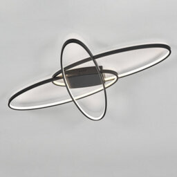 Living And Home Black 90Cm Minimalistic Unique Oval Led Semi Flush Dimmable Ceiling Light - thumbnail 5