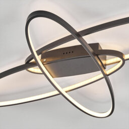 Living And Home Black 90Cm Minimalistic Unique Oval Led Semi Flush Dimmable Ceiling Light - thumbnail 7