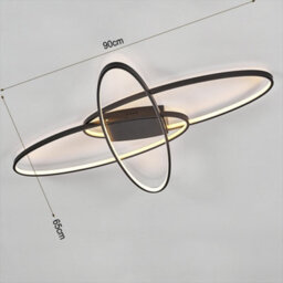Living And Home Black 90Cm Minimalistic Unique Oval Led Semi Flush Dimmable Ceiling Light - thumbnail 9