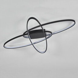 Living And Home Black 90Cm Minimalistic Unique Oval Led Semi Flush Dimmable Ceiling Light - thumbnail 8