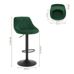 Dark Green 2Pcs Velvet Bar Stools With Exterior - thumbnail 2