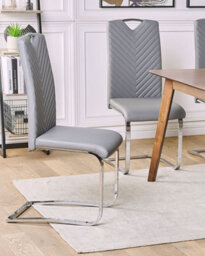 Beliani Set Of 2 Dining Chairs Picknes Faux Leather Light Grey - thumbnail 2