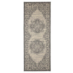 Melrose County Sisal Inspired Traditional Medallion Medium Grey Non-Slip Area Runner Rug 060/180Cm - thumbnail 4