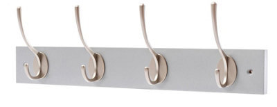Keypak Victorian 4 Hook Wall-Mount Wooden Coat Rack, 45Cm - Dove Bloc With Satin Nickel Hooks - Fixings Included - image 1