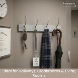 Keypak Victorian 4 Hook Wall-Mount Wooden Coat Rack, 45Cm - Dove Bloc With Satin Nickel Hooks - Fixings Included - thumbnail 5