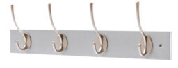 Keypak Victorian 4 Hook Wall-Mount Wooden Coat Rack, 45Cm - Dove Bloc With Satin Nickel Hooks - Fixings Included