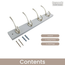 Keypak Victorian 4 Hook Wall-Mount Wooden Coat Rack, 45Cm - Dove Bloc With Satin Nickel Hooks - Fixings Included - thumbnail 4