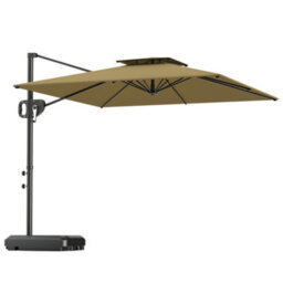 Outsunny Garden Cantilever Parasol W/ Weighted Base Tilt Crank Khaki - thumbnail 2