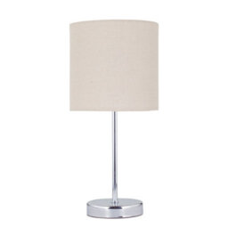 First Choice Lighting Set Of 2 Chrome Stick Table Lamps With Natural Linen Shades - thumbnail 2