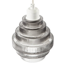 Happy Homewares Tiered Stepped Design Smoked Ribbed Glass Pendant Ceiling Light Shade - thumbnail 3