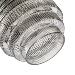 Happy Homewares Tiered Stepped Design Smoked Ribbed Glass Pendant Ceiling Light Shade - thumbnail 5