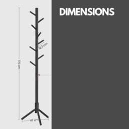 Rafaelo Mobilia Wooden Coat Stand With 8 Hooks Black - thumbnail 5
