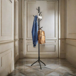 Rafaelo Mobilia Wooden Coat Stand With 8 Hooks Black - thumbnail 1