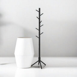Rafaelo Mobilia Wooden Coat Stand With 8 Hooks Black - thumbnail 4