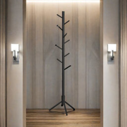 Rafaelo Mobilia Wooden Coat Stand With 8 Hooks Black - thumbnail 2