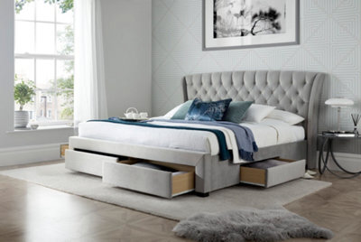 Bedmaster Newton Grey Velvet 4 Drawer Storage Bed Double