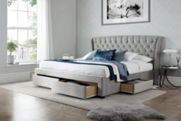 Bedmaster Newton Grey Velvet 4 Drawer Storage Bed Double
