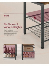 LEDREM Hall Tree With Bench And Shoe Storage, Hallway Coat Rack With Shoe Bench And 5 Storage Shelves, 140 X 120 X 190 Cm - thumbnail 5