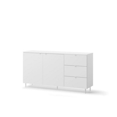 Arte Mila 2 White Sideboard W151Cm X H80Cm X D41Cm - Cabinet With 3 Drawers & Ball-Bearing Runners - image 1