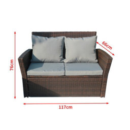 Birchtree Rattan Garden Furniture Set Sofa Armchair Glass Coffee Table 4 Seater Cushion Outdoor Patio Rfs02 Brown - thumbnail 7
